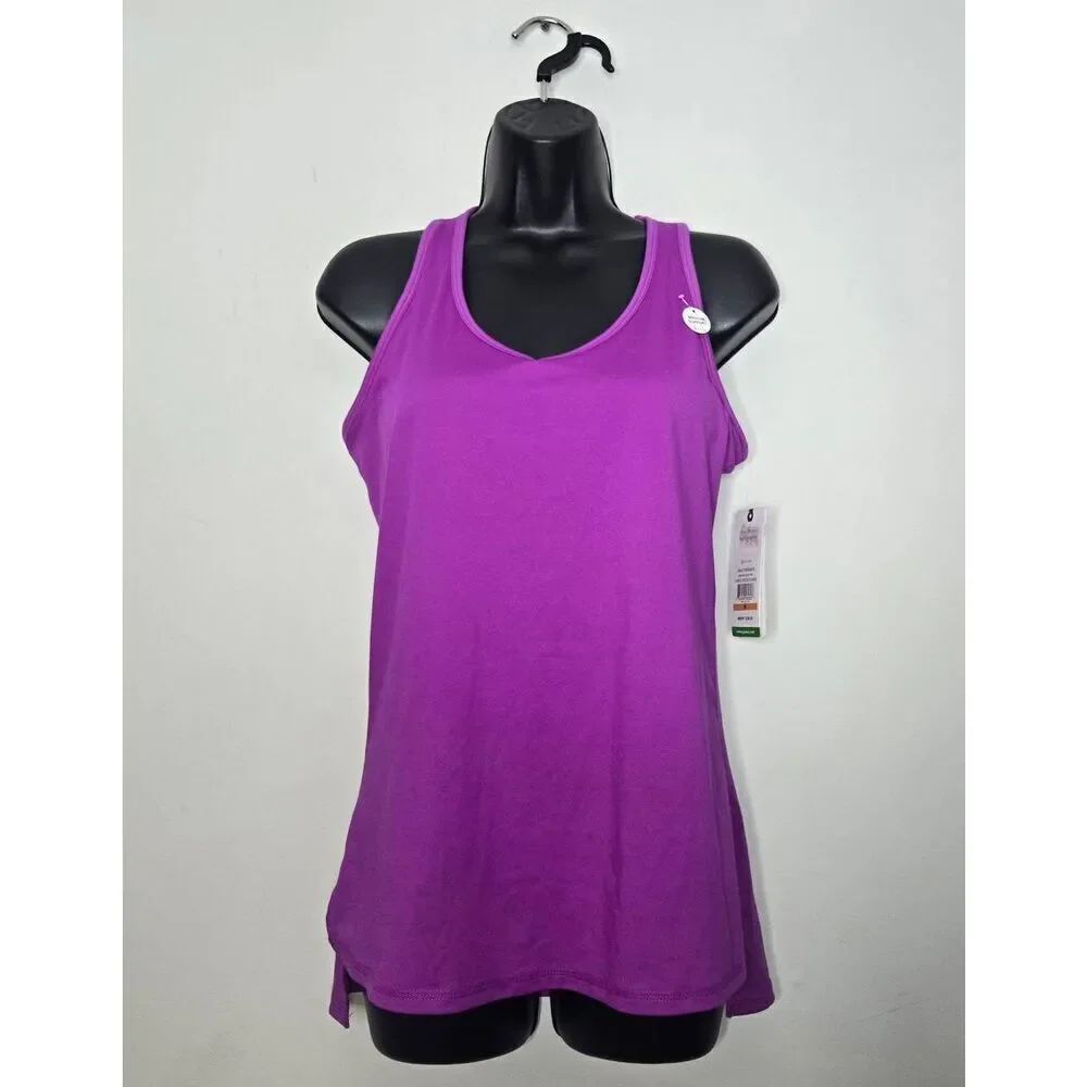 Gaiam Purple Cactus Flower Top Size Medium Breath-Dri Medium Support Bra